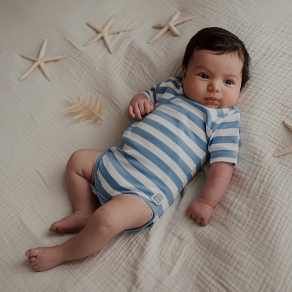 Body Manga Corta Rayas Bebé 100 % Algodón