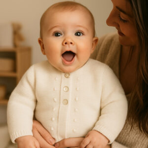 Chaqueta de punto bobo con bodoques para bebé