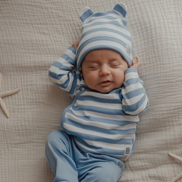 Conjunto 3 Piezas Rayas con Polaina Primera Puesta 100 % Algodón