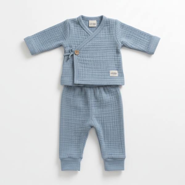 Conjunto de Dos Piezas «Nube Azul» – Algodón Gofre Premium