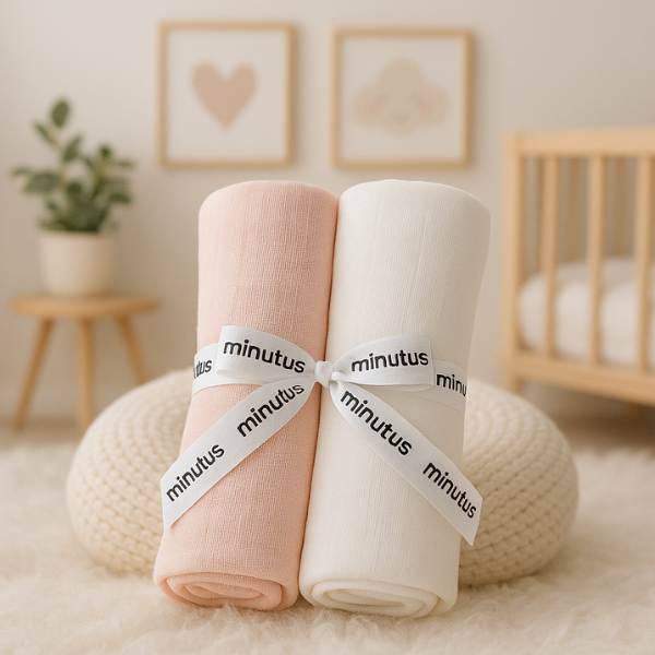 Pack 2 Muselinas de Algodón Minutus – Rosa & Blanco