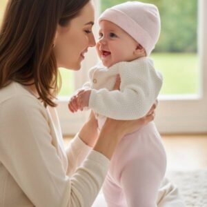 Conjunto Clásico de Punto 3 Piezas (Rosa y Blanco) 100 % Algodón