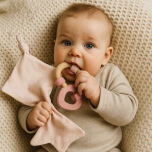 Doudou Estrella Rosa con Mordedor Orgánico