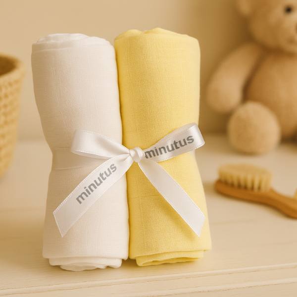 Pack de 2 muselinas Blanca y Amarilla 100% Algodón