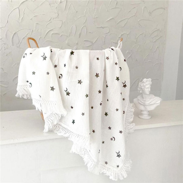 Muselina lunas  & estrellas 100% algodón