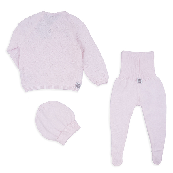 Conjunto de bebé recién nacido rosa 100% algodón con o sin gorro