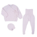 Conjunto de bebé recién nacido rosa 100% algodón con o sin gorro