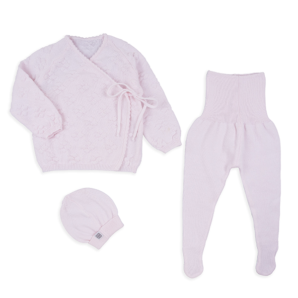 Conjunto de bebé recién nacido rosa 100% algodón con o sin gorro