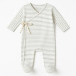 Pelele  Enterizo para Bebé de Algodón Orgánico en Rayas Beige y Gris