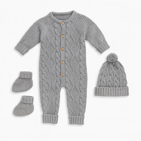 Pelele bebe Gris  3 piezas