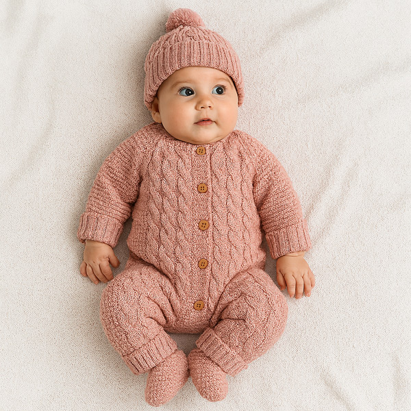 Pelele bebe Rosa palo 3 piezas