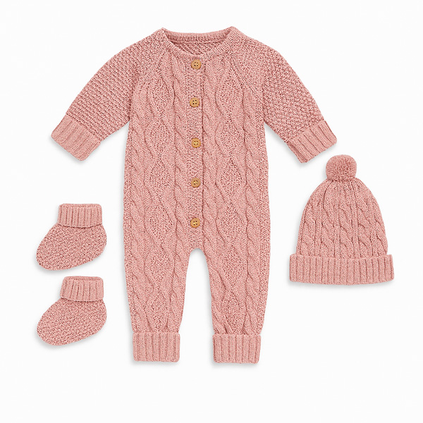 Pelele bebe Rosa palo 3 piezas