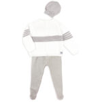 Conjunto de bebé en punto gris y crudo 100% Algodón con o sin gorro
