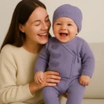 Conjunto 3 piezas polaina y jersey punto bebé 100% algodón