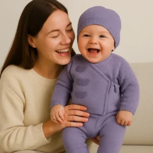 Conjunto 3 piezas polaina y jersey punto bebé 100% algodón