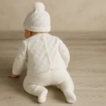 Conjunto de punto para bebé  jersey, gorro y polaina