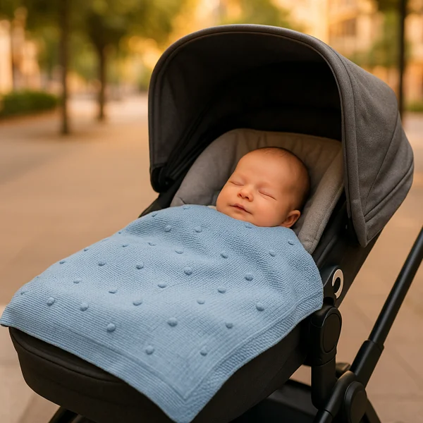 Manta de bebé de punto con bodoques en relieve